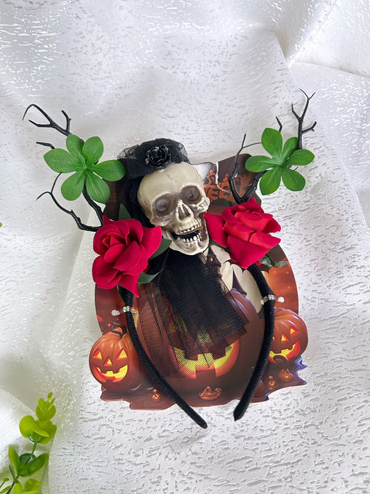 vincha calavera con rosas