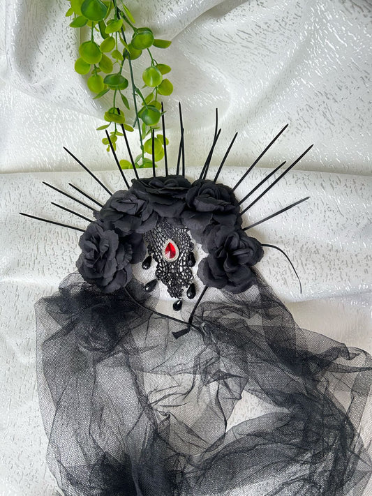 Vincha catrina con velo