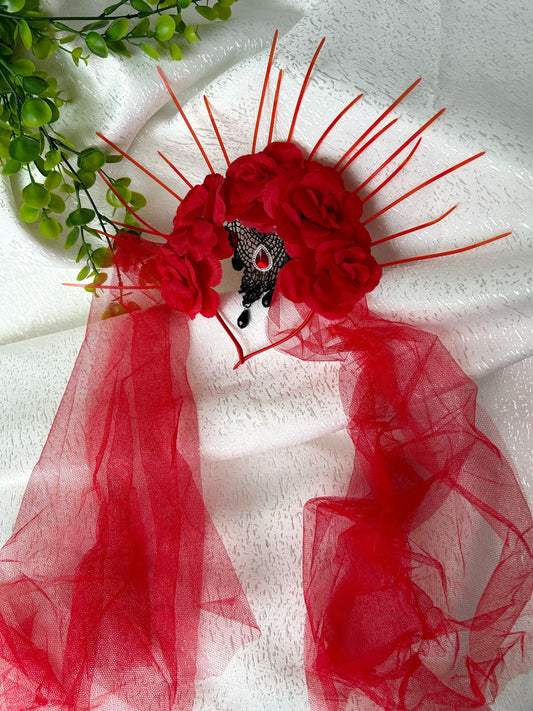 Vincha catrina con velo