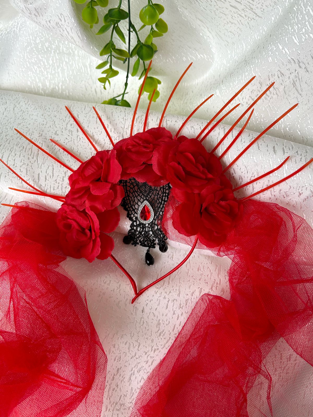 Vincha catrina con velo