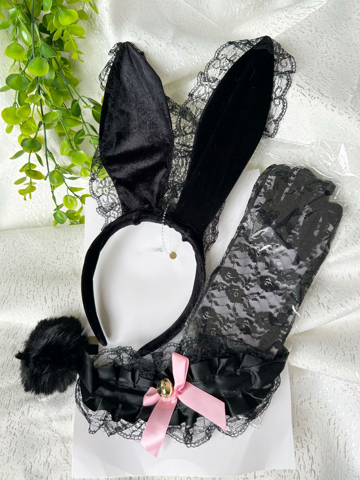 Vincha de conejo con guantes