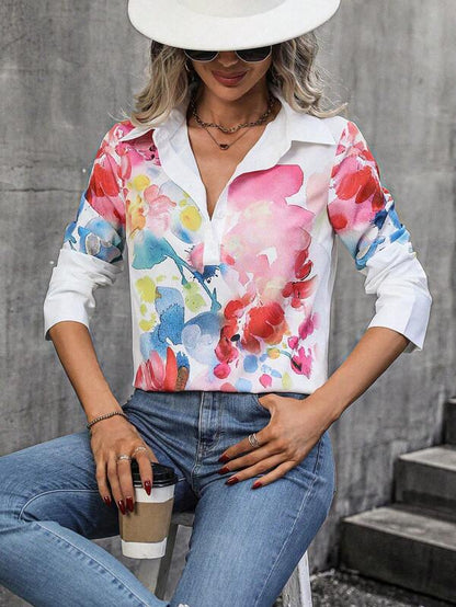 Camisa con botones y estampado floral