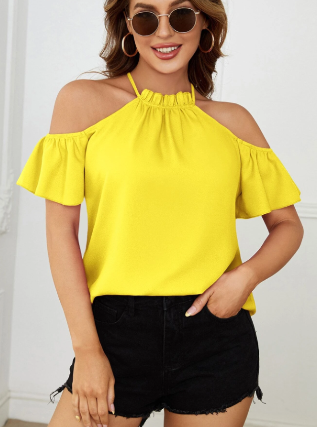 Blusa amarillo flúor ribete