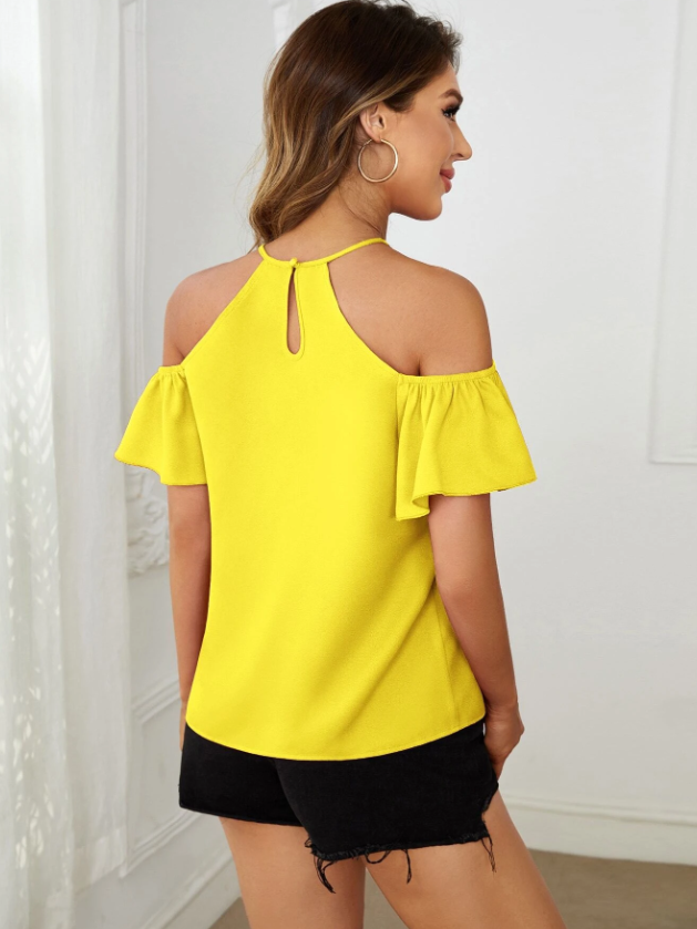 Blusa amarillo flúor ribete