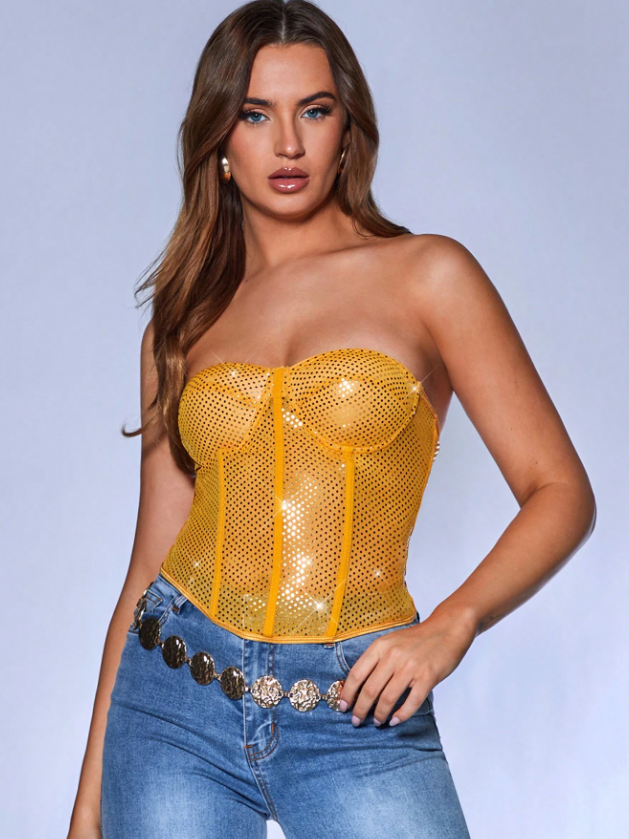 Top bandeau con lentejuelas bustier