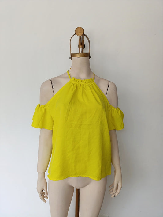 Blusa amarillo flúor ribete