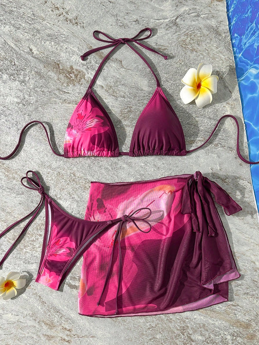 Bikini de 3 piezas de flor