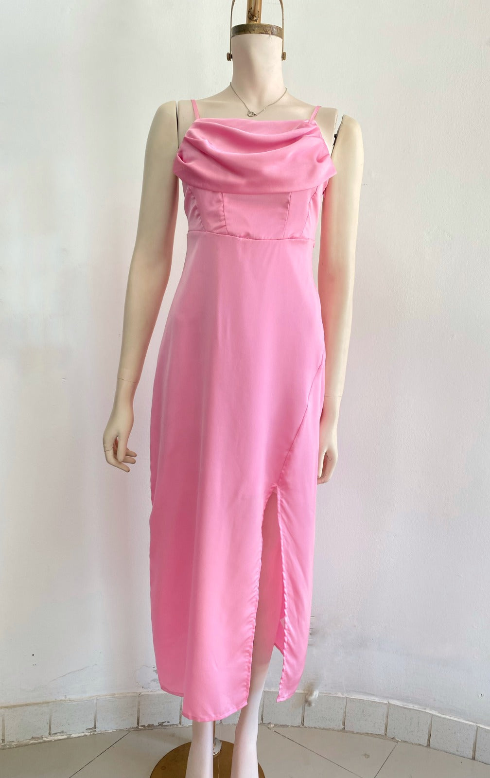 Vestido blondas rosado